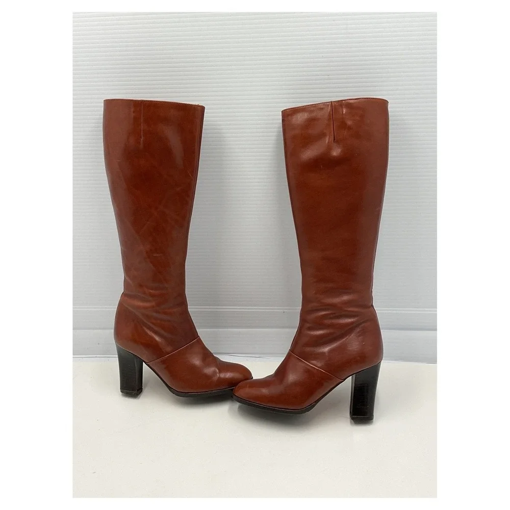 Vintage 1974 Jacobson's Proctor Italian Brown Leather Knee High Boots Size 5‎ M